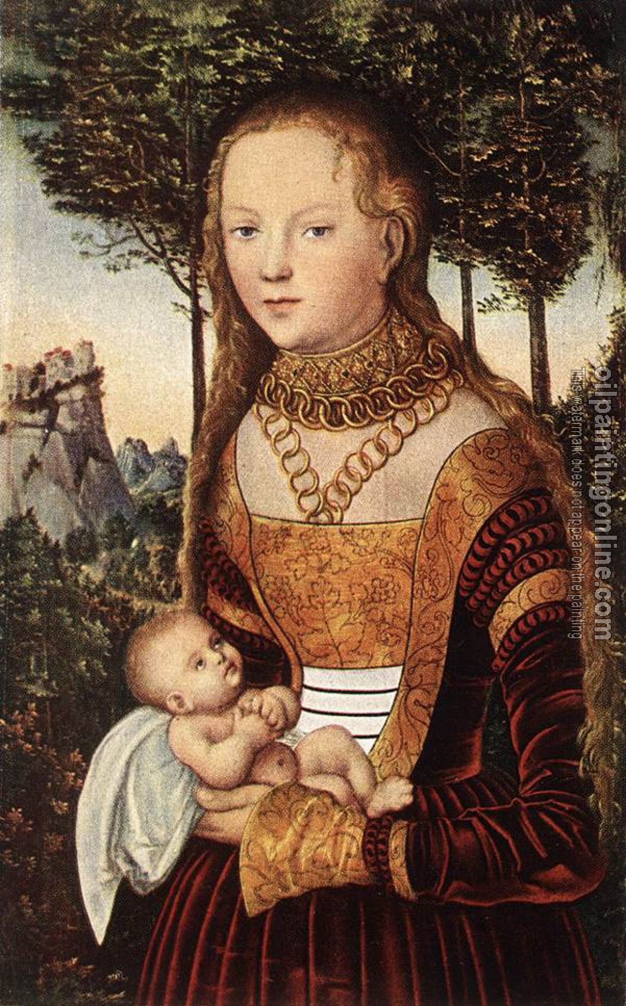 Lucas il Vecchio Cranach - Young Mother with Child
